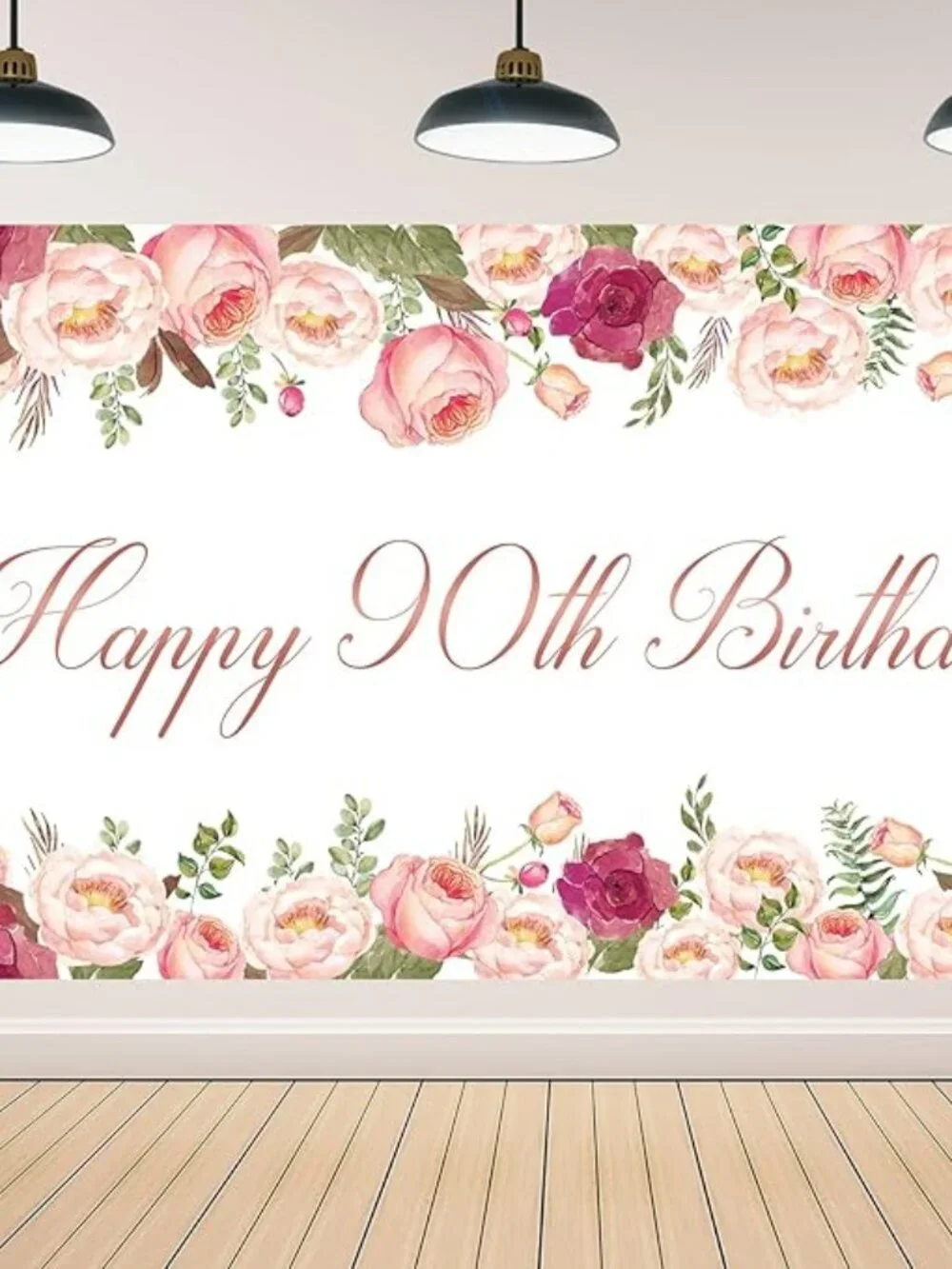 90th birthday party supplies - banner, table scatters, cake picks